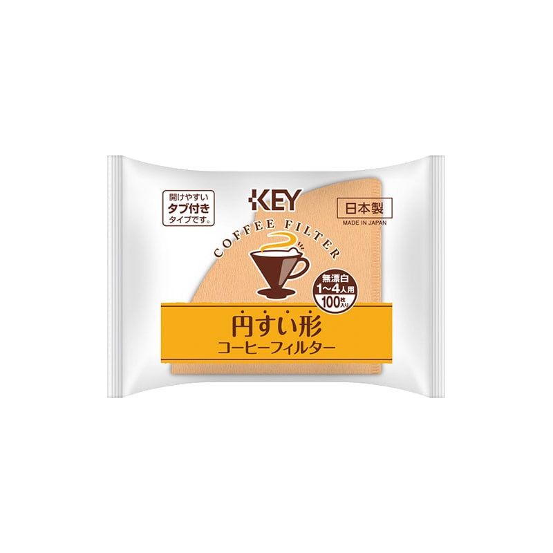キーコーヒー 円すい形コーヒーフィルター 1~4人用 100枚入り×5個 無漂白